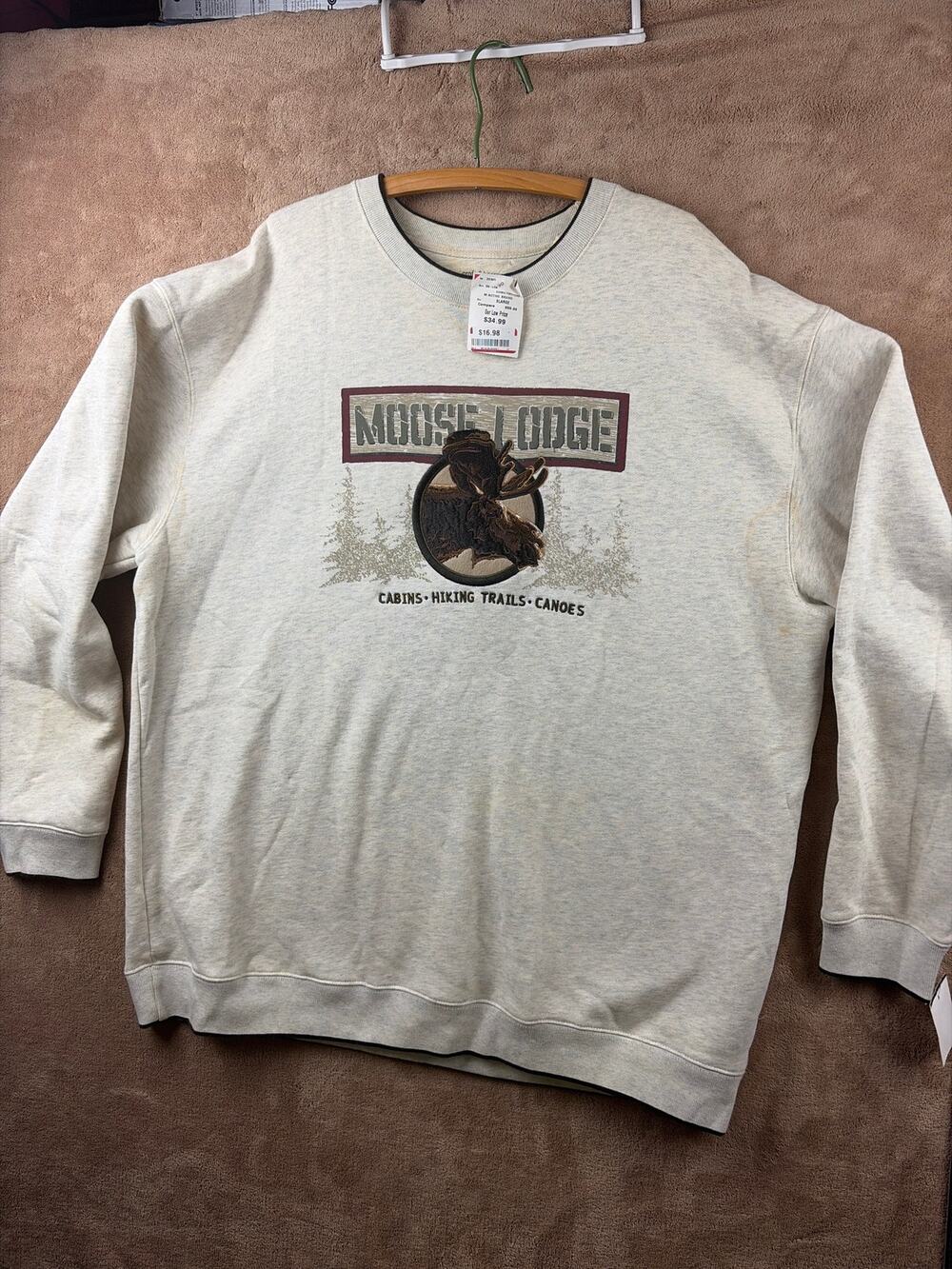 VTG Croft Barrow Moose Lodge Embroidered Sweatshirt XL
